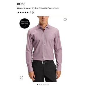 Hugo Boss Sharp Fit Dress Shirt Mens 15.5 32/33 Red White Micro Stripe Cotton